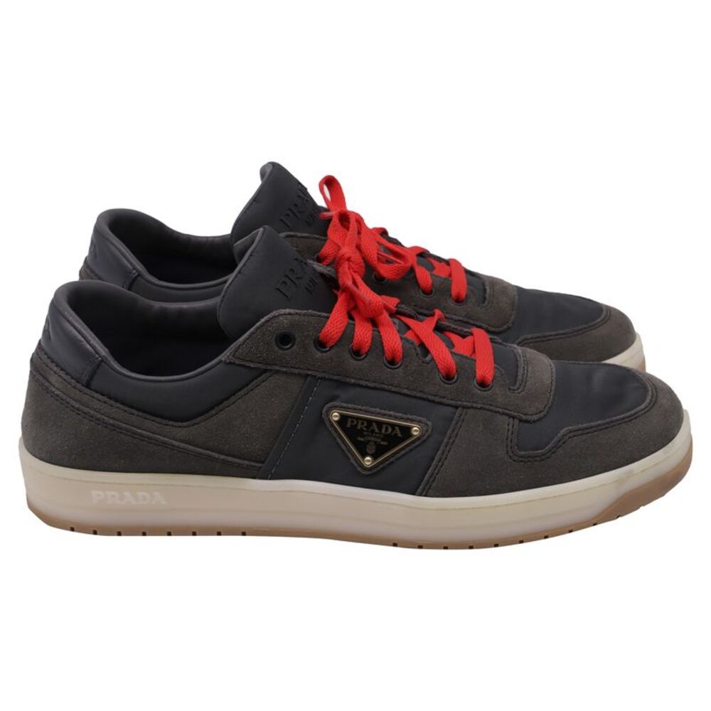 Prada Downtown Low Top Re-Nylon Sneakers in Black Suede